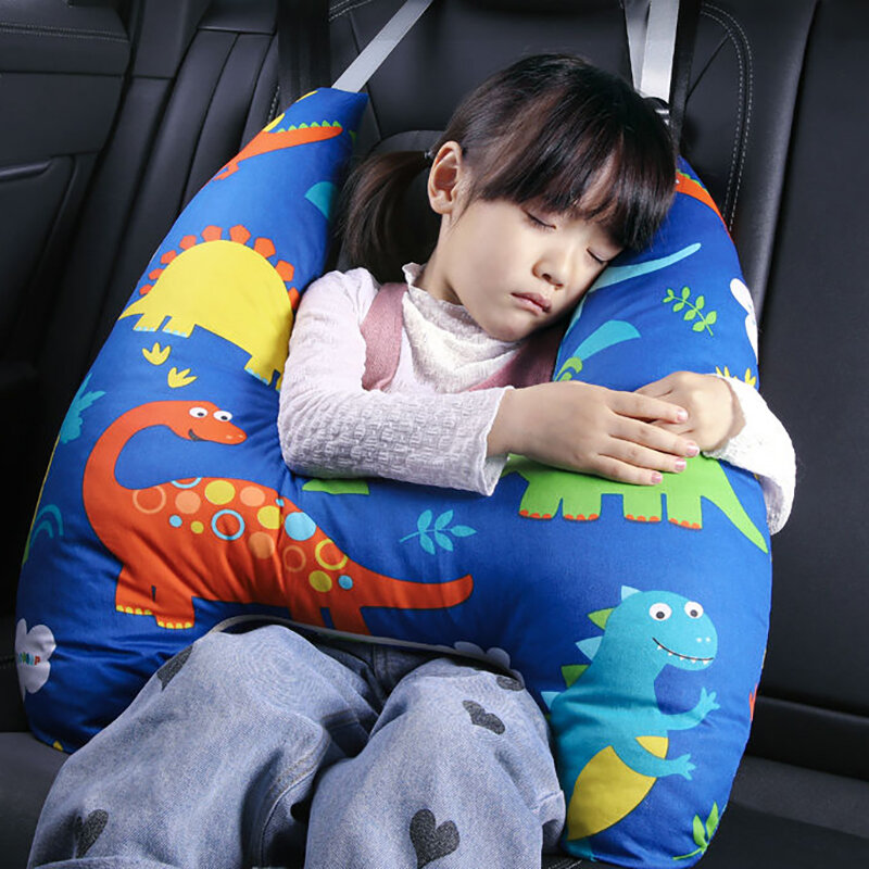 หมอนรองคอเพื่อความปลอดภัยสำหรับเด็กหมอนอิงหมอนเดินทางรูปตัวยูสำหรับคาร์ซีทในรถยนต์ลายสัตว์น่ารัก