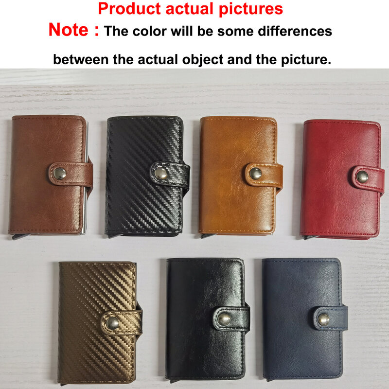 Porte-cartes de crédit en fibre de carbone pour homme, portefeuille en métal fin, portefeuille pop-up minimaliste, petit sac à main noir, portefeuille intelligent Rfid