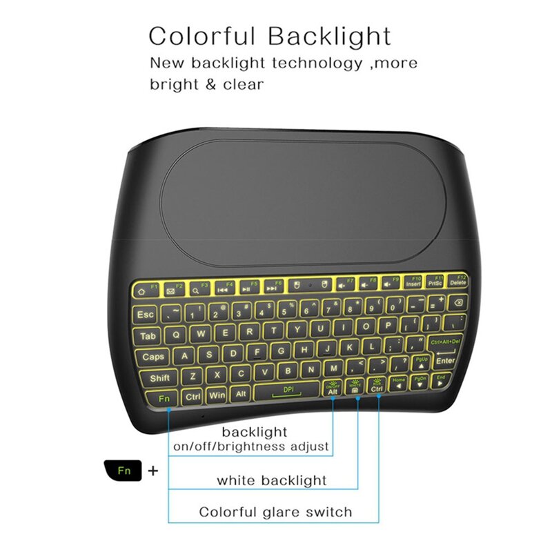 Backlight Bluetooth Keyboard D8 Super English 2.4G Wireless Mini Keyboard Air Mouse Touchpad For TV BOX