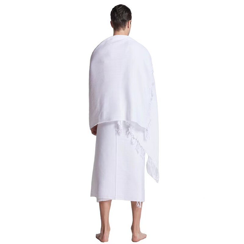Ihram ehram Hajjおよびislmes用のモダンなタオルセット、傘タオル、純白の服、2個