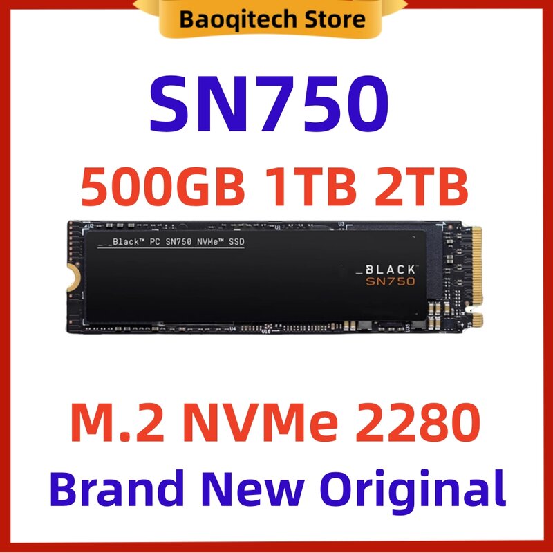 SSD SN850 2TB 1TB PCIE 4.0 M.2 NVME 2280 SN750 500G 1T 2T PCIE 3.0 Black Disk Solid State Drive untuk WD Western Digital