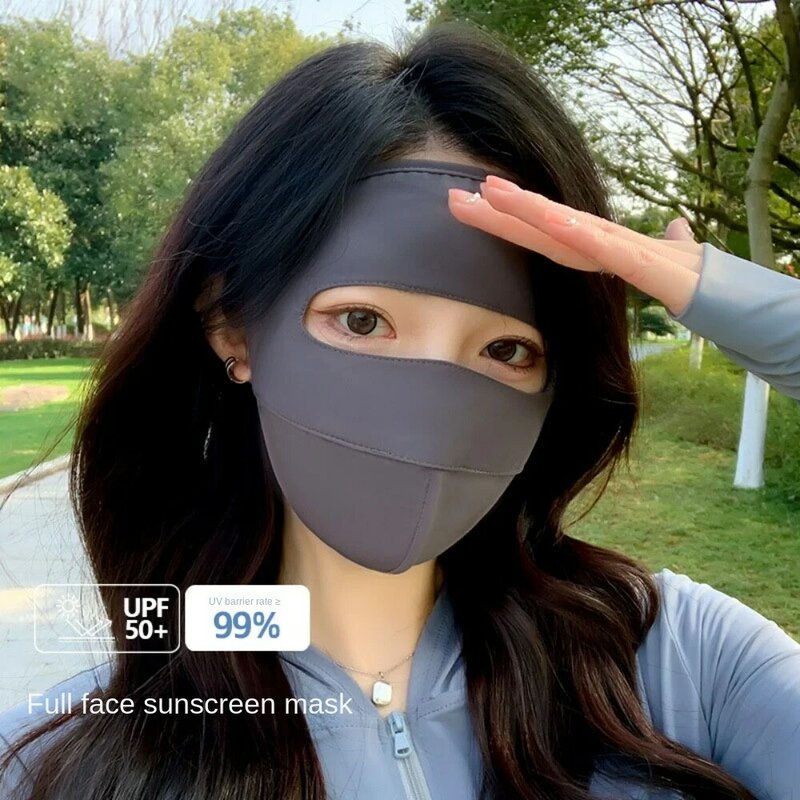 Ice Silk Sun Protection Mask Cool 3D Stereoscopic Full Face Anti-UV Neck Scarf Breathable Dustproof Sunshade Face Mask Cycling