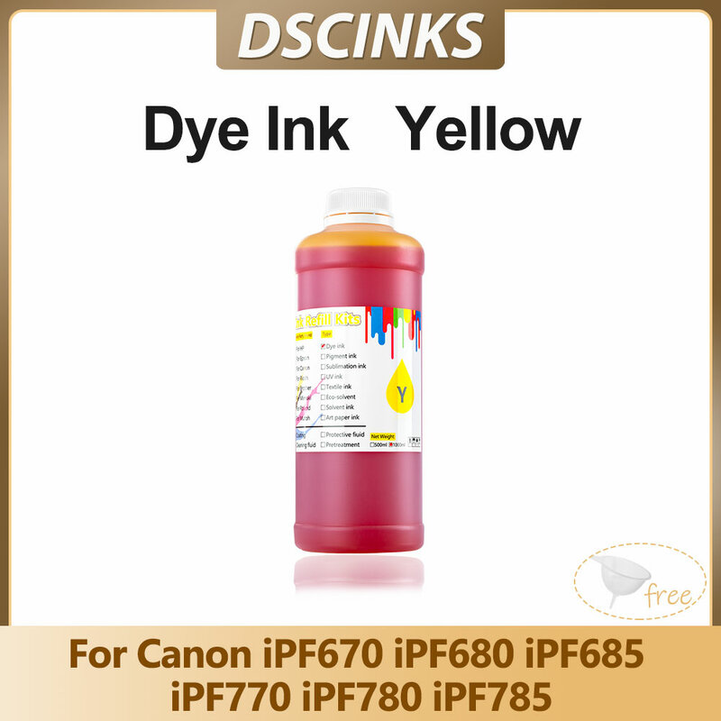 1000Ml Mk 107 Dye Inkt Bk C M Y Voor Canon IPF670 IPF680 IPF685 IPF770 IPF780 IPF785 670 Printer