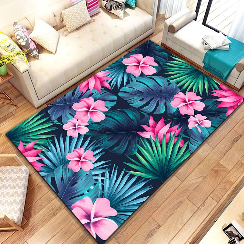 Letni dywan tropikalne liście liście monstery dywan do składania dla mężczyzn kobiet dekoracja sypialni wycieraczka do salonu, hawajska mata podłogowa