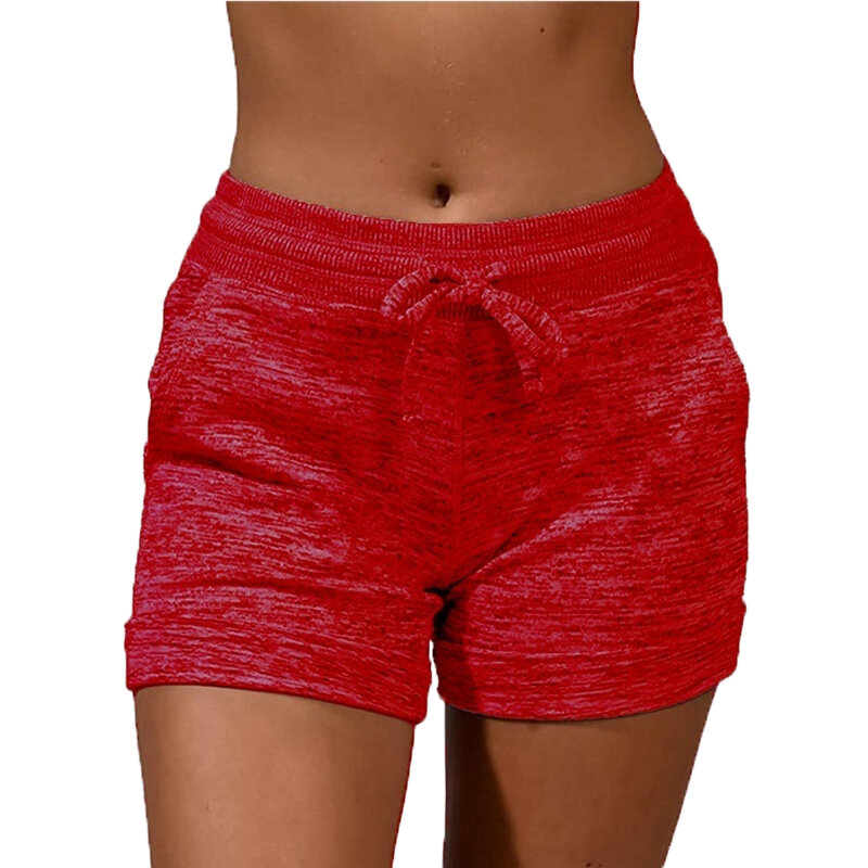 Pantalones cortos atléticos para mujer, Shorts deportivos cómodos, suaves, de Yoga, de secado rápido, informales, de cintura alta con cordón