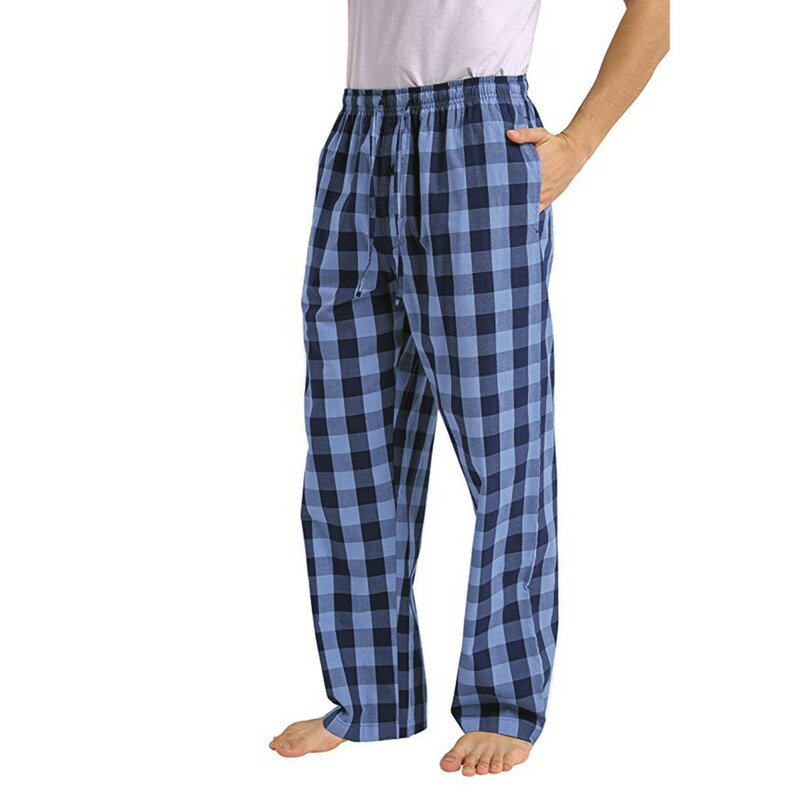 Pantaloni larghi da uomo in flanella scozzese Lounge/pantaloni del pigiama pantaloni Casual pantaloni da notte elasticizzati a vita alta con vestibilità ampia quotidiana