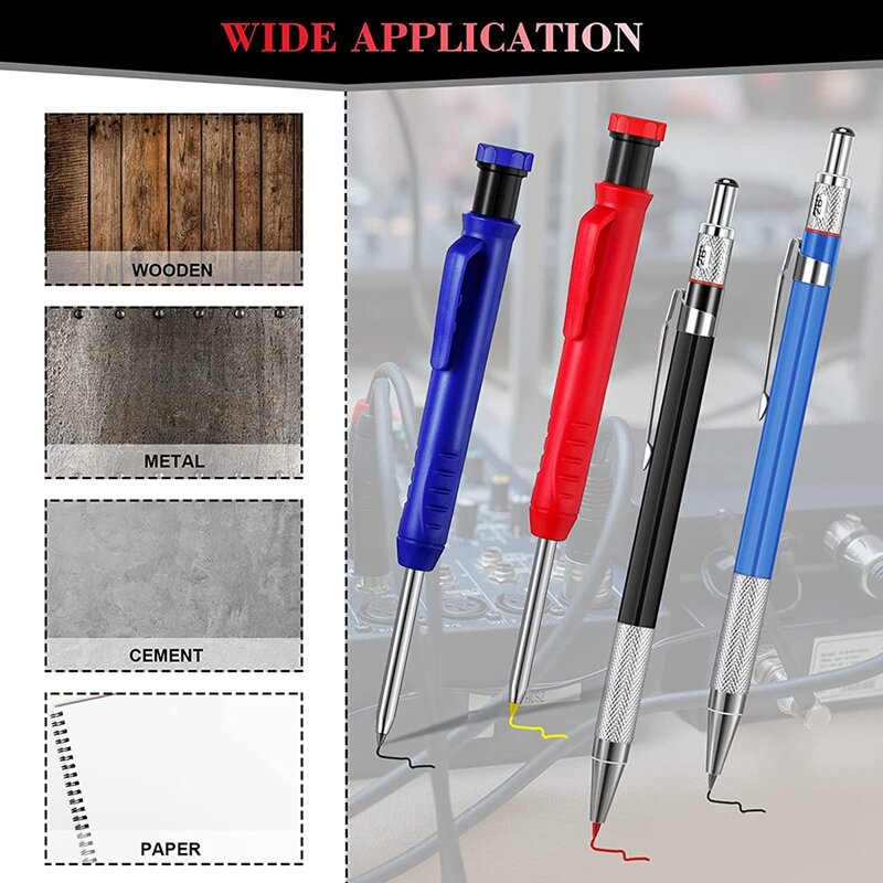 8 Pieces Carpenter Scriber Marking Kit Includes 4 Mechanical Carpenter Pencils,Metal Carbide Scriber For Glass, Ceramics