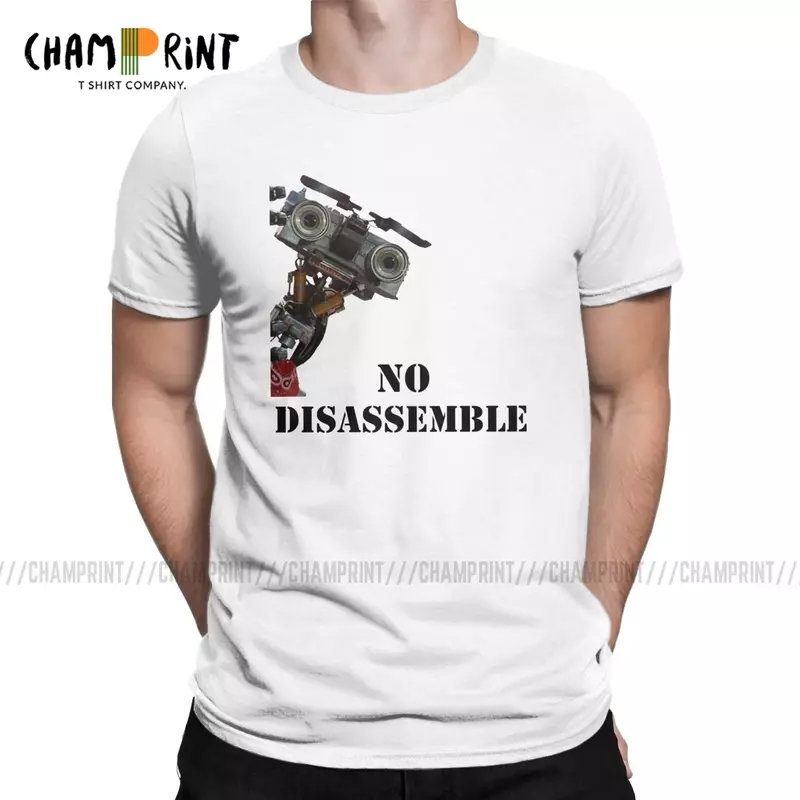 Men T-Shirt Short Circuiitt No Disassemble Casual Tee Shirt Johnnnyy 5 80s Retro Robot Movies T Shirts O Neck Clothing Printing