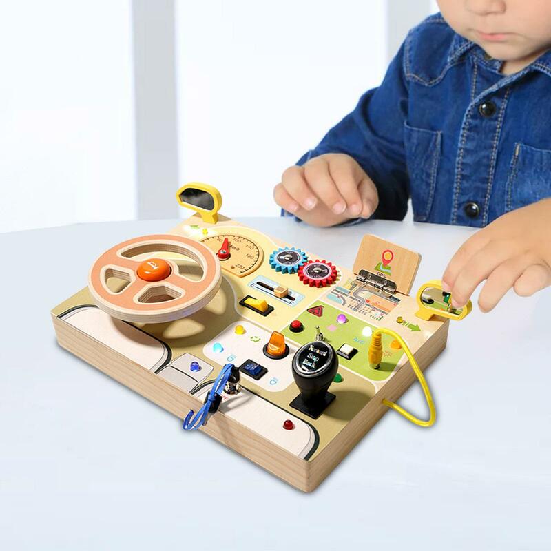 Analógico Volante Brinquedos Educativos para Crianças, Interruptor de Luzes, Busy Board, Montessori Toy, Atividade de Habilidade Motora Fina, Sensorial Board