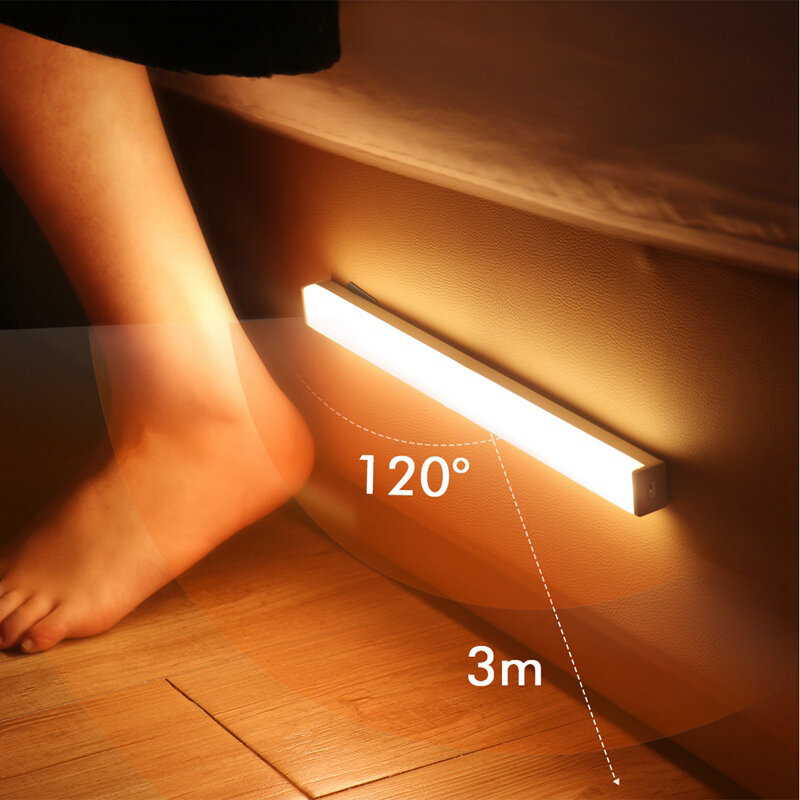 Luz nocturna con Sensor de movimiento LED, interruptor de luz constante de inducción recargable por USB magnético, lámpara de decoración del hogar montada en la pared, tres en uno