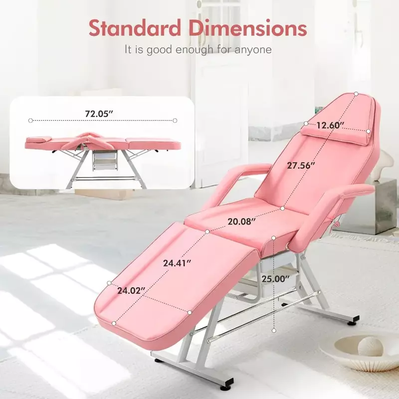 Massage Table Massage Bed, Adjustable Facial Chair Bed for Esthetician, Professional Massage Spa Salon Bed Eyebrow Chair