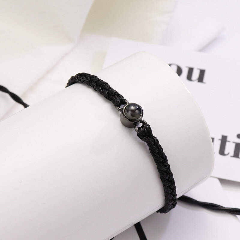 EthShine, персонализированные 925 Серебряные Круглые Проекционные браслеты, индивидуальный браслет для пар, памятный подарок для женщин и мужчин