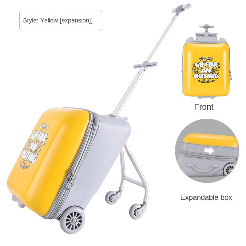 Children's Luggage Travel Suitcases Offers with Wheels Boys and Girls Rolling Backpack Baby Boxes Yellow Lazy Trolley Case Ride