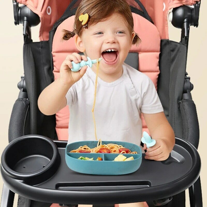 Baby Stroller Dinner Table Tray Accessories Universal Children Cart Pram Snack Tray Dish Milk Bottle Cup Holder with Armrest