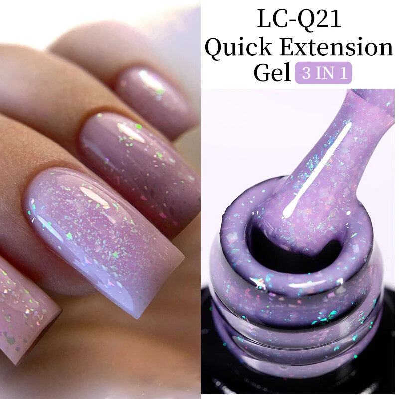 LILYCUTE-esmalte de uñas en Gel, barniz semipermanente para manicura artística, purpurina, extensión rápida, escamas púrpuras y Nude, 7ml