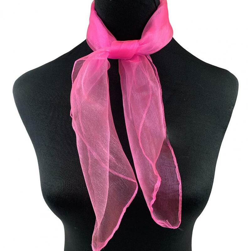Fazzoletto da donna 2 pezzi sciarpa quadrata trasparente in raso liscio tinta unita cravatta decorativa da ballo hostess fazzoletto da collo