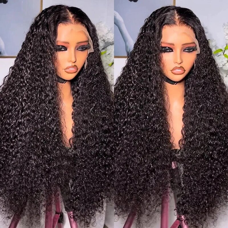 Perruque Lace Front Wig Brésilienne Naturelle Bouclée, Cheveux Humains, 13x6 HD Transparent, 13x4, 30 32 Pouces, Densité 180, pour Femme Africaine