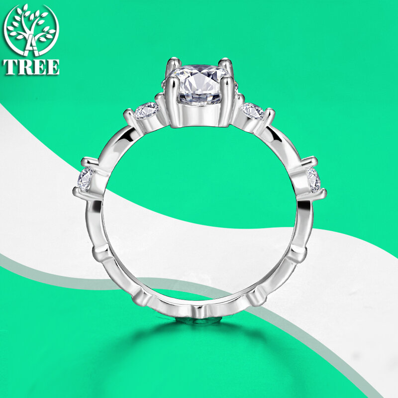ALITREE-Anillo de moissanita de Color D para mujer, anillos de plata de ley 925 con certificado GRA, bandas de boda de compromiso, joyería, 1Ct