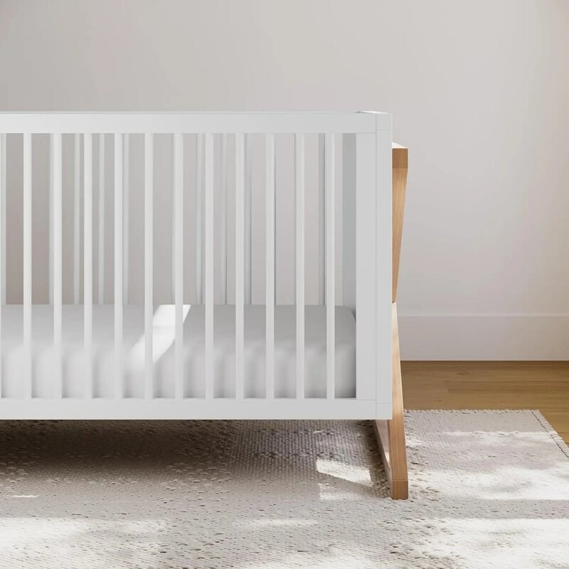 Кроватка-трансформер Storkcraft Equinox 3-в-1 (винтажная деревянная кроватка) легко преобразуется в детскую кроватку и кушетку, 3-позиционное регулируемое положение