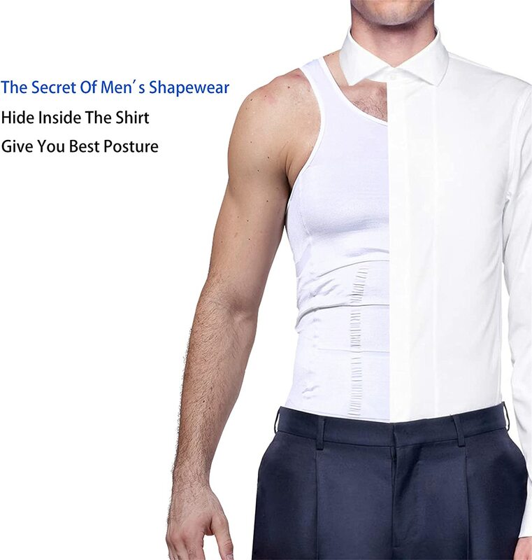 男性の整形シャツ痩身ボディおなかコントロールベストシャツ圧縮腹部シェイパーシャツジムスポーツ下着トップボディシェイパー