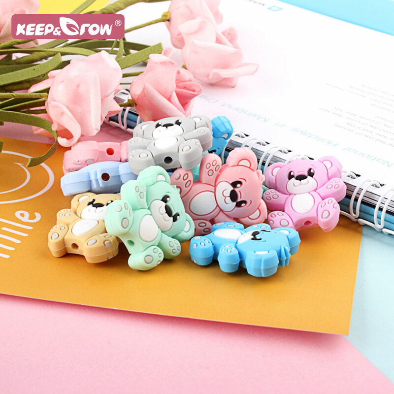 5/20/50pcs/Lot Bear Baby Silicone Beads Cartoon Animal Silicone Beads for pacifier Clips Teether Teething Toys Baby Accessories