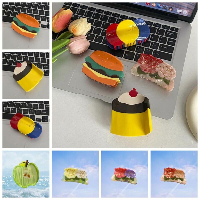 Cake Acetic Acid Hair Claw Personalized Hamburger Fruits Flower Hair Clip All-match Acetate Fruits Shark Clip Girl
