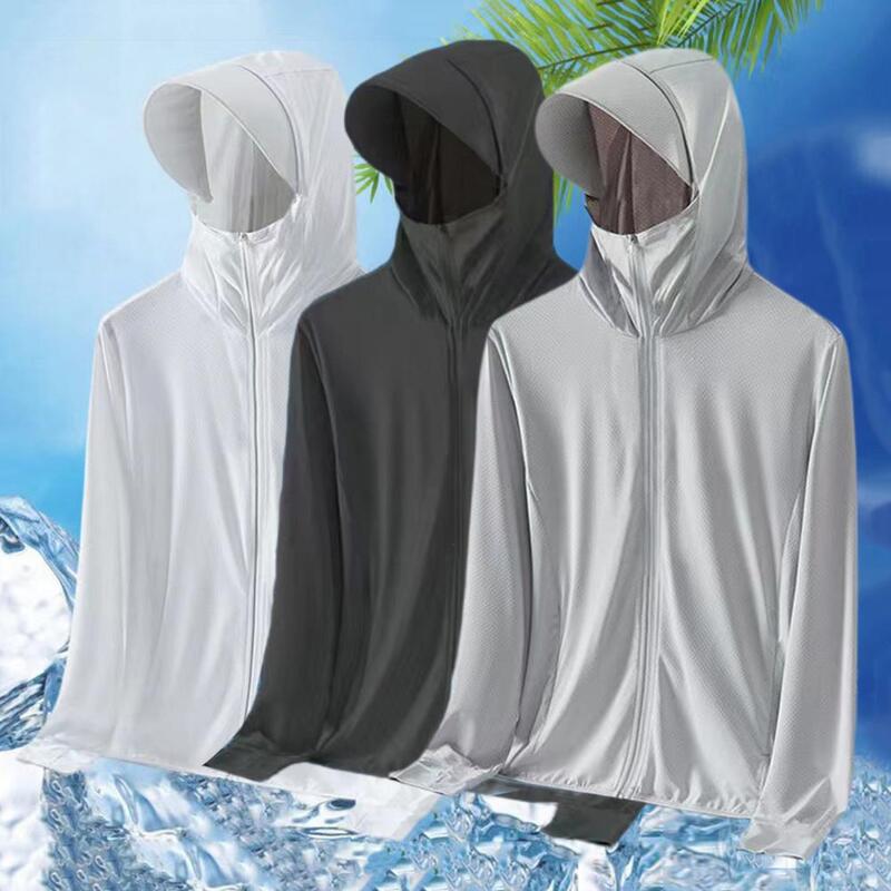 معطف بغطاء للرأس للحماية من أشعة الشمس للرجال والنساء ، أكمام طويلة ، ملابس صيد مضادة والأشعة تحت البنفسجية ، قميص خارجي