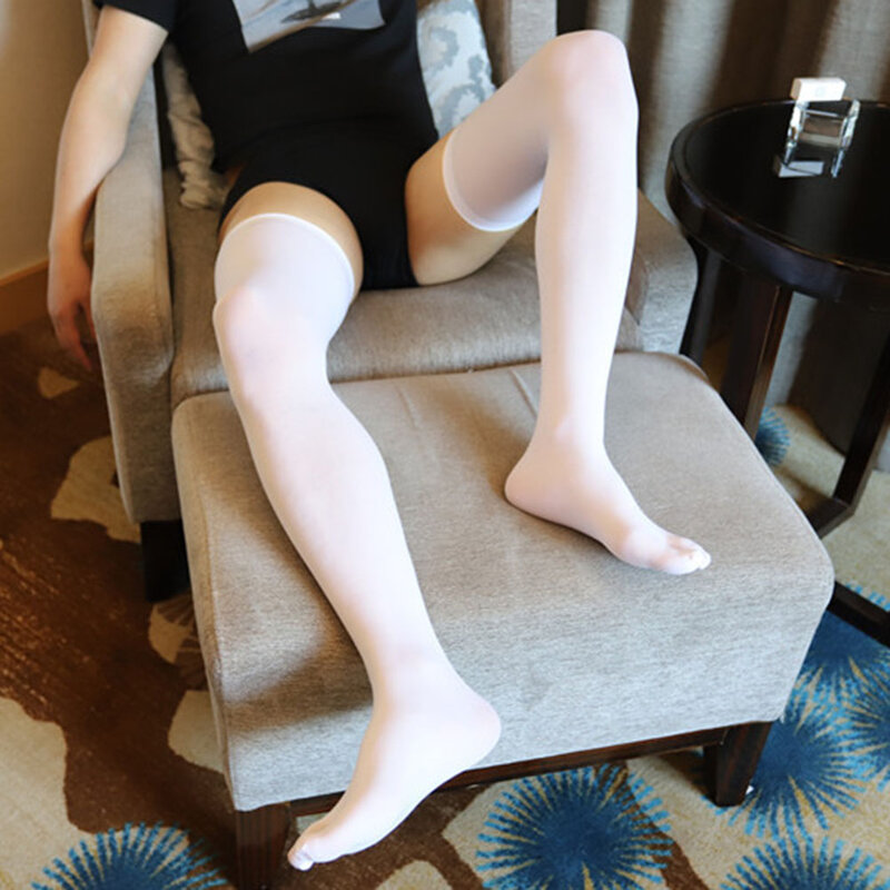 Calcetines elásticos transpirables para hombre, medias por encima de la rodilla, sin costuras, adelgazantes, uso diario