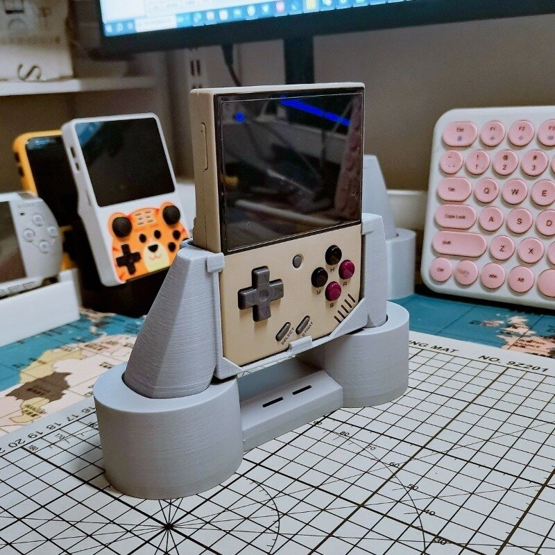 Miyoo Mini Plus consola de juegos de impresión 3D, mango de agarre, Base de Palma, mesa de exhibición, agujero, soporte de placa