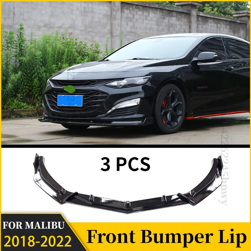 For Chevrolet Malibu 2018 2019 2020 2021 2022 Front Bumper Lip Splitter Spoiler Cover Chin Diffuser Body Kit Carbon Black Tuning