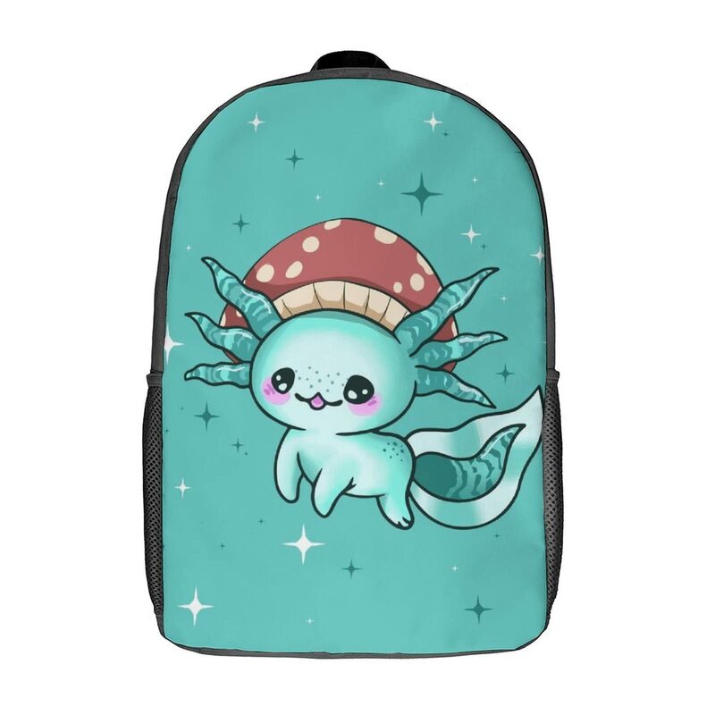 Axolotl-mochila con patrón para niños, morral escolar con correa ajustable, ligero, personalizado