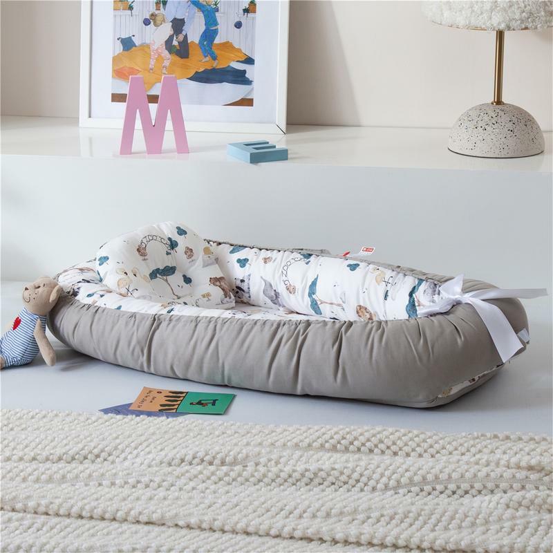 Детская кровать-гнездо с подушкой, портативный детский шезлонг, Регулируемый шезлонг для новорожденных, дорожная кроватка, мягкая дышащая для новорожденных, бампер для кровати