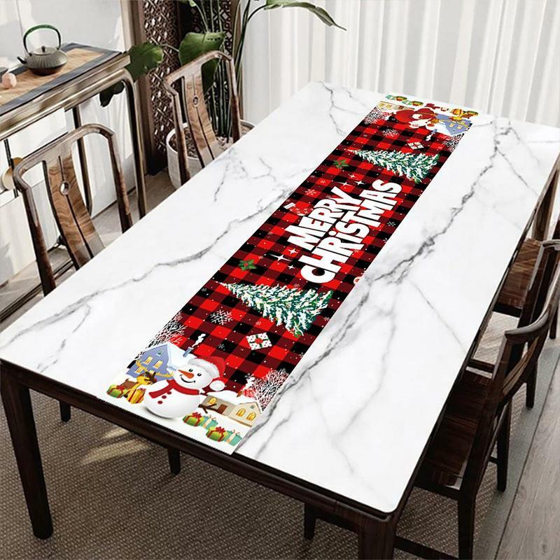 Taplak meja makan Linen dekorasi pesta liburan taplak meja makan dapat dipakai ulang dekorasi pernikahan Natal