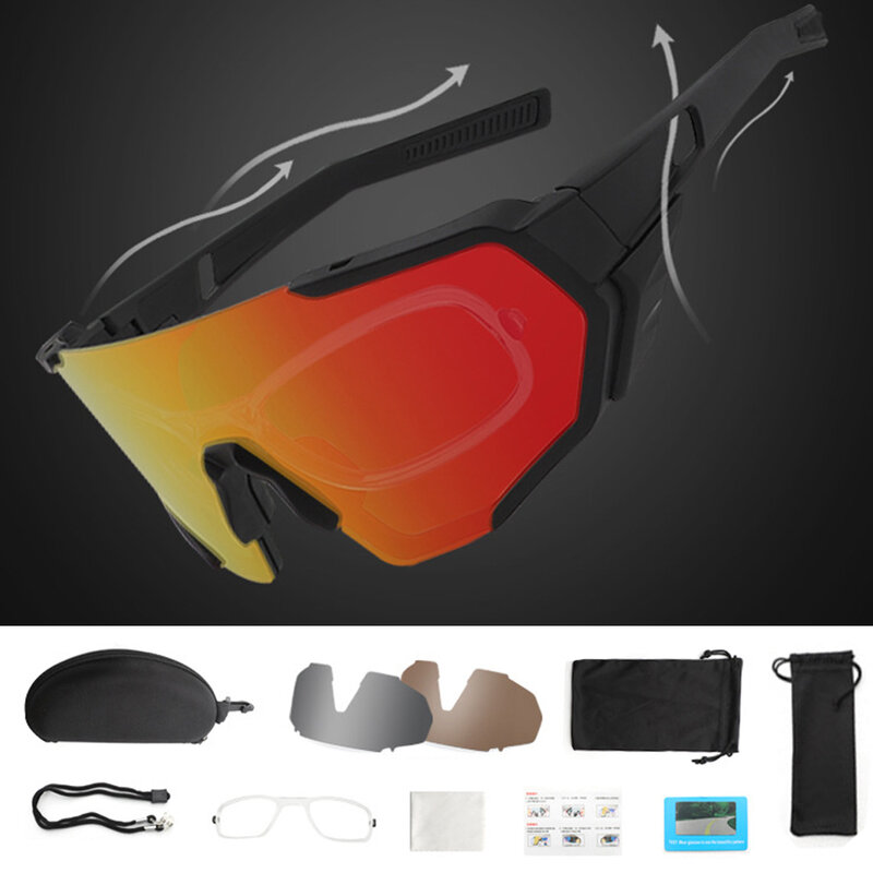 Модные солнцезащитные очки для верховой езды, Поляризованные спортивные мужские очки, очки для горного велосипеда, дорожного лобового стек...
