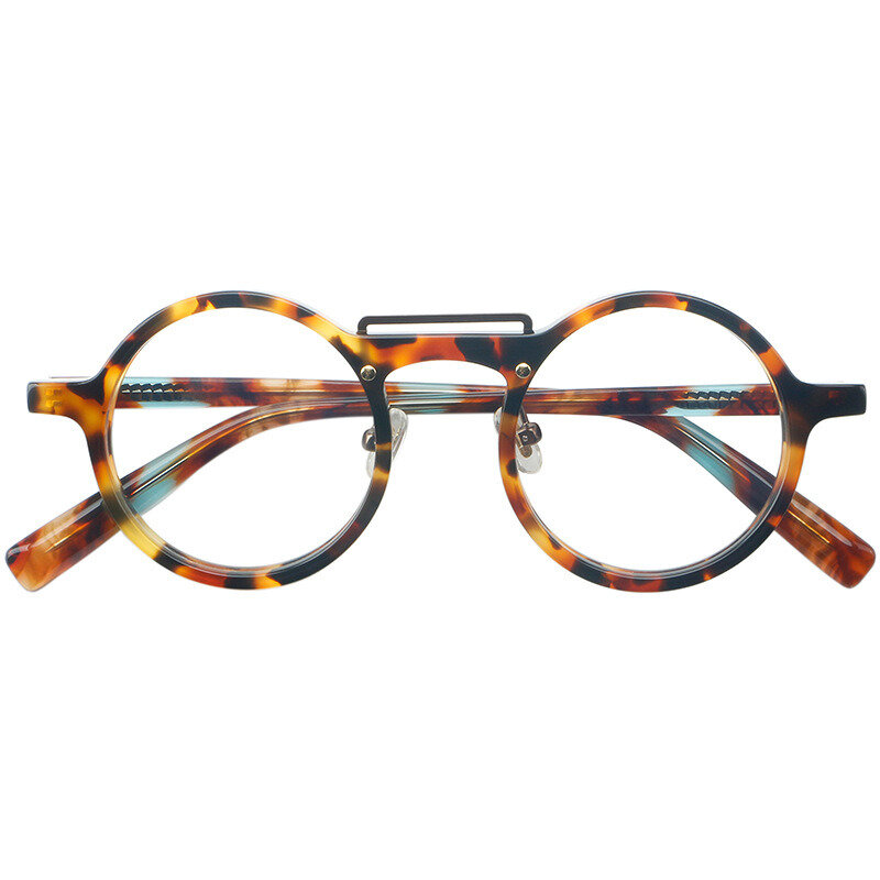 Bingkai kacamata asetat antik desainer tangan kacamata bulat pria kacamata resep miopia wanita bingkai pembesar Anti cahaya biru
