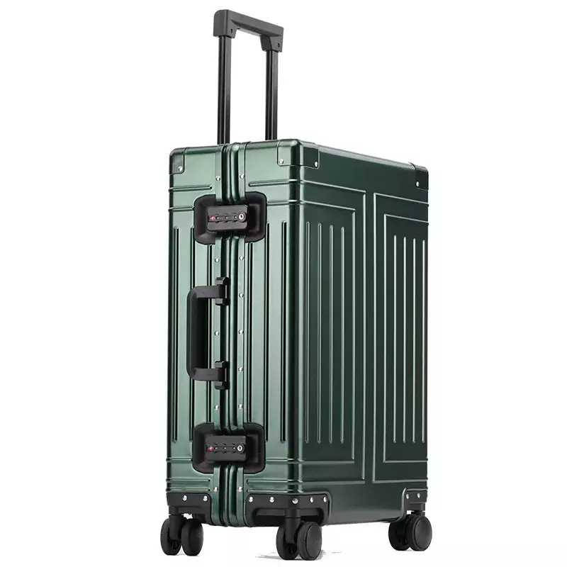 Valise à cadre de bagage classique en alliage d'aluminium et de magnésium, roue universelle avec mot de passe, sac d'embarquement de 24 pouces