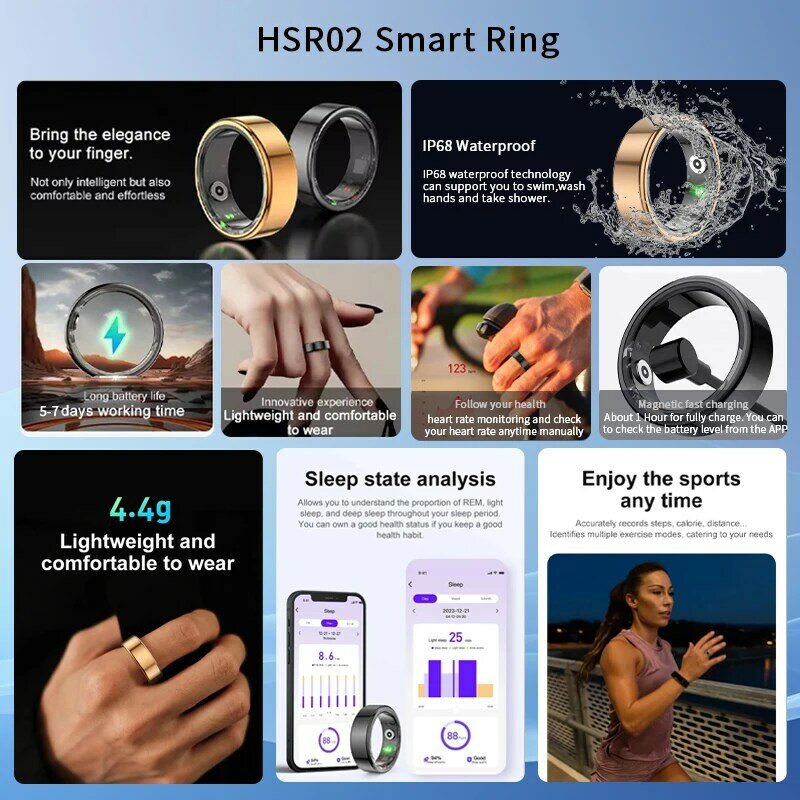 Новинка 2024, мужское и женское умное кольцо XIAOMI с титановым стальным корпусом, мониторинг здоровья, кольцо с водонепроницаемыми спортивными режимами 3ATM