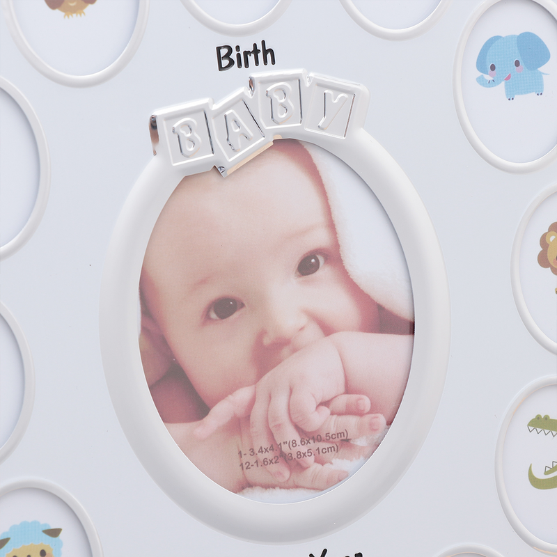 Photo Frame Display Rack para recém-nascidos, registro de crescimento, meu primeiro ano bebê imagem, aniversário infantil, 12 meses Photo Frame