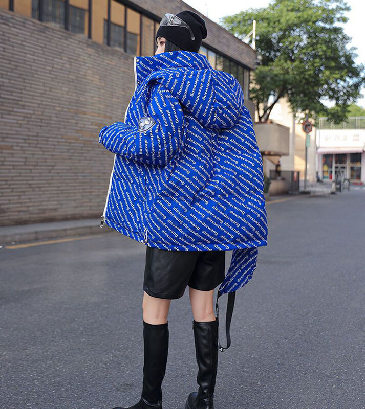 Пуховик женский зимний с принтом, теплая уличная одежда в стиле пэчворк, шикарная верхняя одежда в Корейском стиле, пуховик
