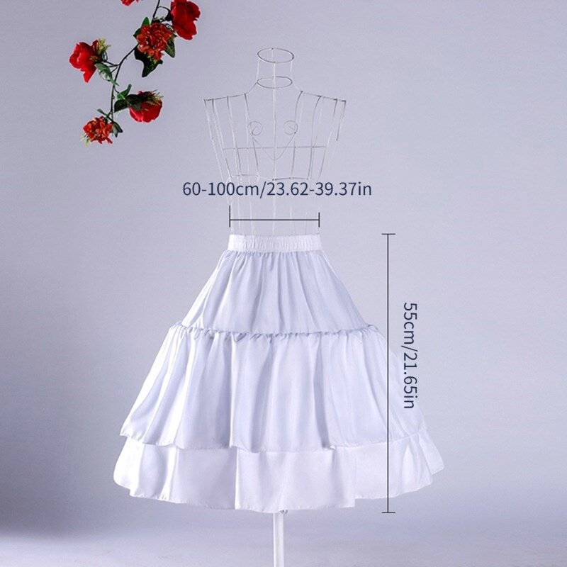 Женская юбка трапециевидной формы с 2 обручами для девочек, двухслойная плиссированная нижняя юбка с рюшами 50-х годов для в