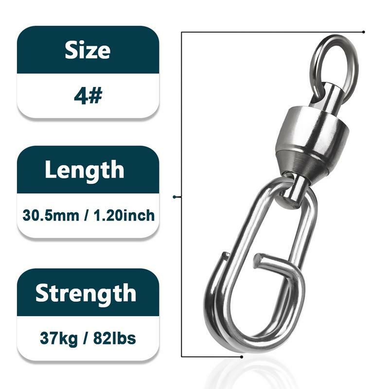 Snap Swivels Fishing Saltwater Fishing Connectors Snaps Solid Ring Stainless Steel Ball Bearing Ring Swivel Connector Fishing