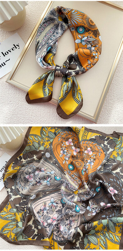 Pañuelo cuadrado multifunción para mujer, Bandana de seda de 70cm, Foulard con estampado Floral, pañuelo de lujo para primavera y verano, 2022