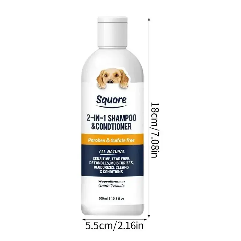 Natural Hidratante Dog Shampoo e Condicionador, Adequado para Pele Sensível, PH Equilibrado, Cachorro, 2 em 1