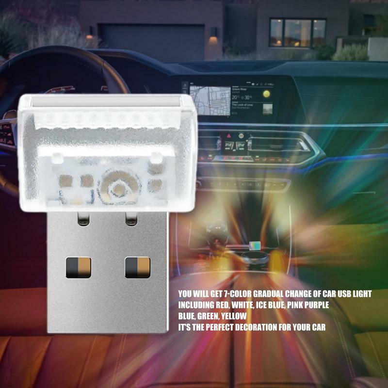 รถ Mini USB ไฟ LED บรรยากาศรถ Lampu Hias ไฟฉุกเฉิน Universal แบบพกพาขนาดเล็ก Plug และ Play สีแดง/สีฟ้า/สีขาว