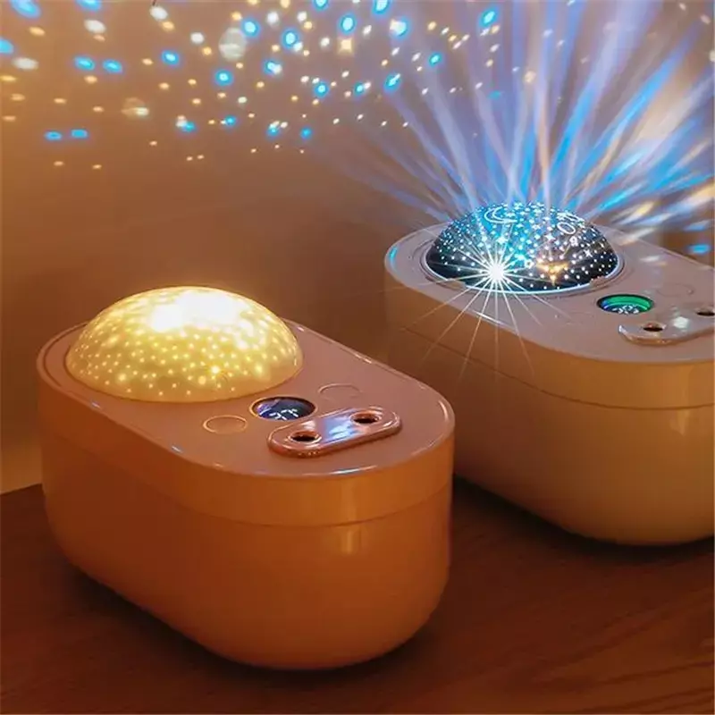 Humidificador de doble pulverización con proyector de luz nocturna de estrella, difusor USB de niebla fría para bebés, purificadores de aire rosas de apagado automático