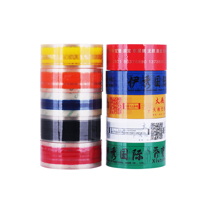 Cinta adhesiva negra OPP personalizada para sellado de cartón, producto personalizado, cinta de embalaje BOPP impresa