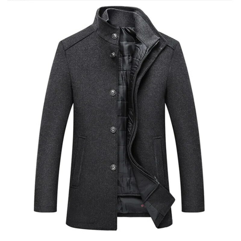 Uhytgf 2023 nova primavera outono casaco de lã homens gola gravata colete quente negócios parker jaqueta masculina casual para homens outewear 249