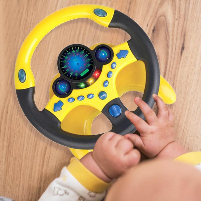어린이 장난감 자동차 시뮬레이션 스티어링 휠, LED 방향 지시등 및 알람 단추 포함