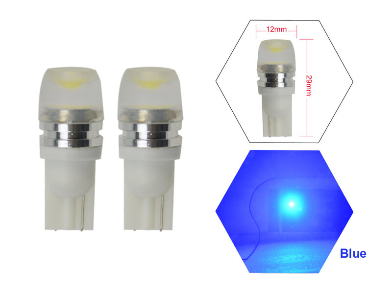 2 sztuki T10 klin T8.5 LED SMD światło boczne na desce rozdzielczej żarówki soczewki mleka 168 194 192 DC 12V niebieski