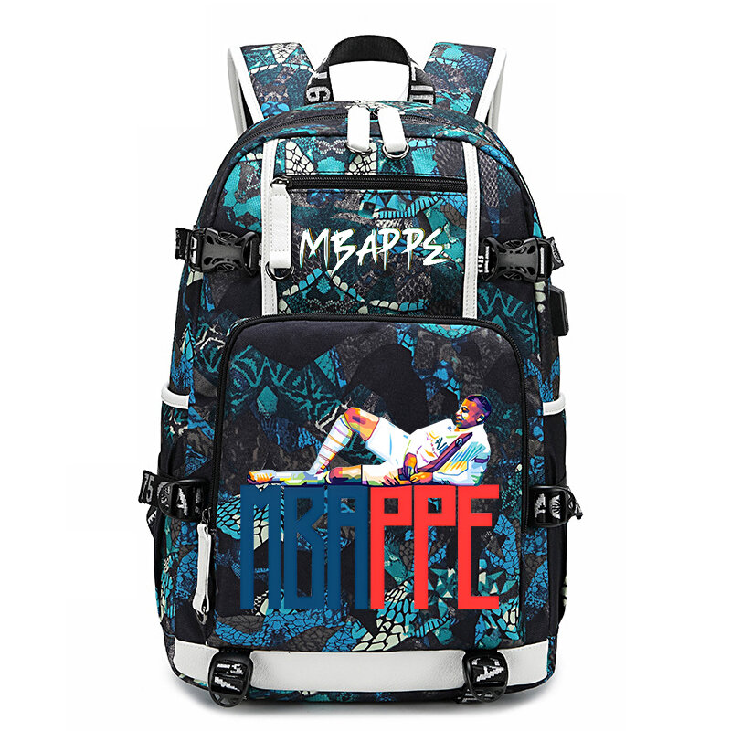 Mbappe avatar print youth backpack casual student school bag large capacity outdoor travel bag